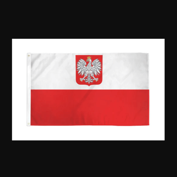 Poland Polish Polska Eagle 2ply Double Sided Knitted Flag 11"x15"