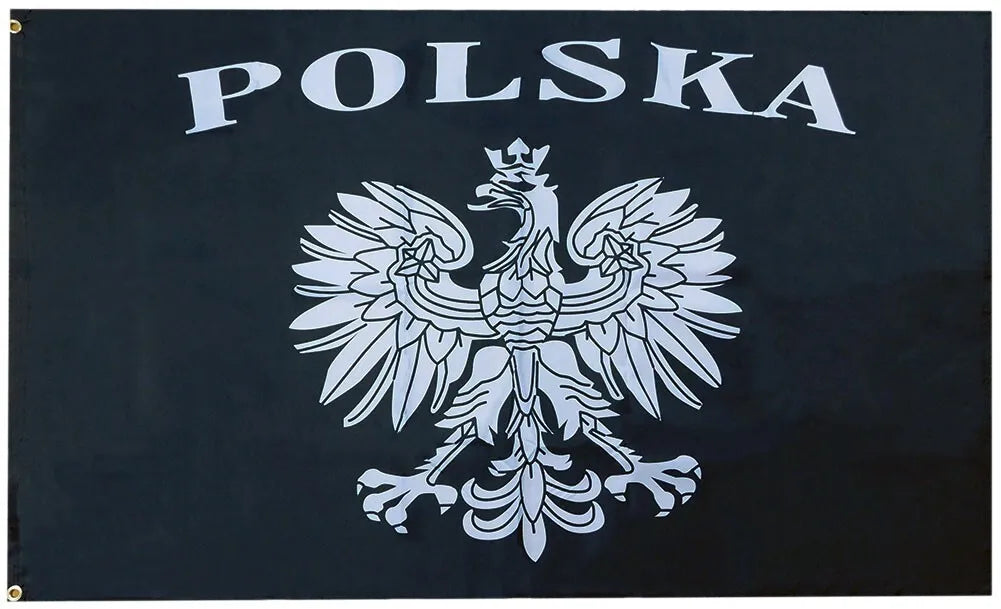 "Black Eagle" 3x5 Foot Poland Ensign Flag - Polska Eagle Flags