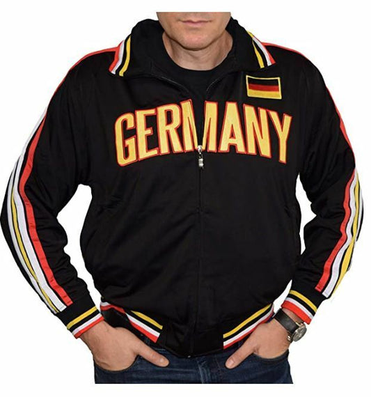 Germany Track Jacket SPORTS Embroidered Zip-up - Black