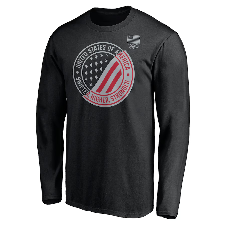 Team USA Olympic   Fanatics Branded Reflective Ink Split Long Sleeve T-Shirt - Black