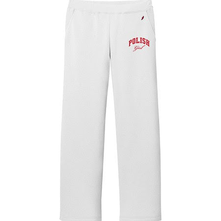 Polish Girl White Fleece Wideleg Sweatpants