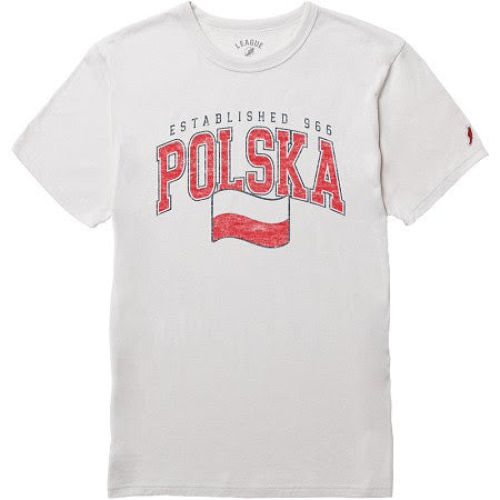 White t-shirt with 'Polska' and flag design