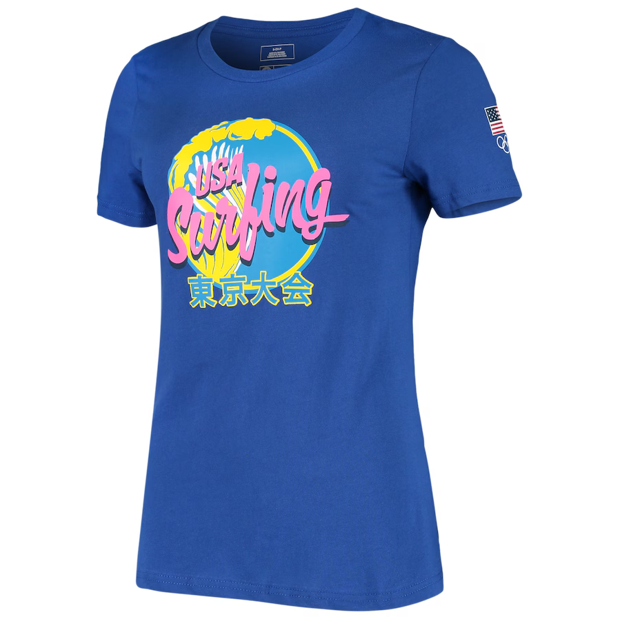 Blue USA Surfing 2020 Summer Olympics Road to Tokyo Big Wave T-Shirt