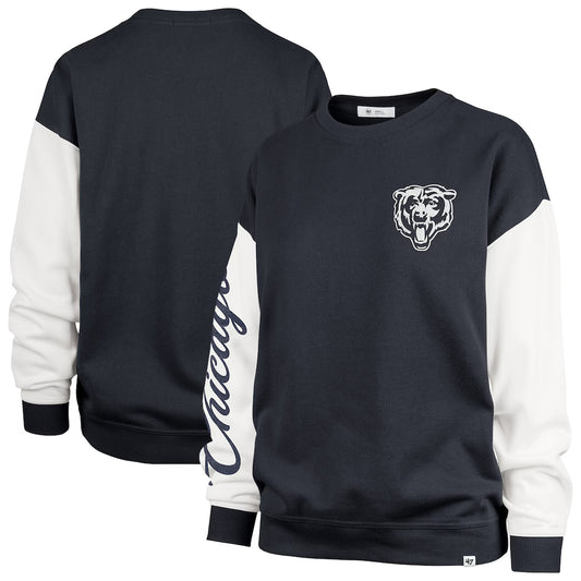 Women's '47 Navy Chicago Bears Double Header Rise Andie Pullover Sweatshirt