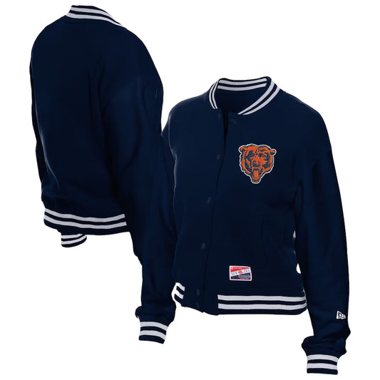 Chicago Bears Women's Throwback Fleece Full-Snap New Era Jacket