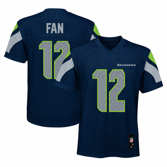 Youth 12 Fan Seatle Seahawks Navy Replica Mid Tier Player Jersey
