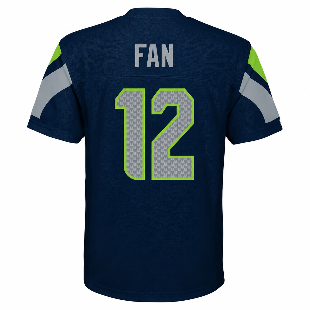 Youth 12 Fan Seatle Seahawks Navy Replica Mid Tier Player Jersey