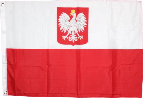 Polska Polish Poland Flag 2' x 3' Polyester Canvas Header & Brass Grommets