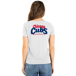 Chicago Cubs New Era Women's 2-Hit Front Twist Burnout T-Shirt - White