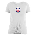 Chicago Cubs New Era Women's 2-Hit Front Twist Burnout T-Shirt - White