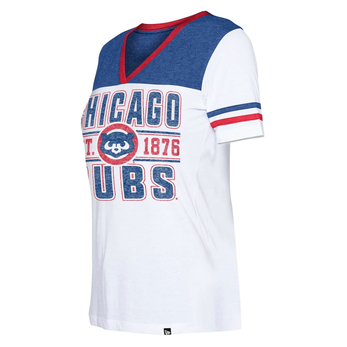 Chicago Cubs New Era Women's V-neck T Shirt - Blue/White