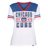 Chicago Cubs New Era Women's V-neck T Shirt - Blue/White