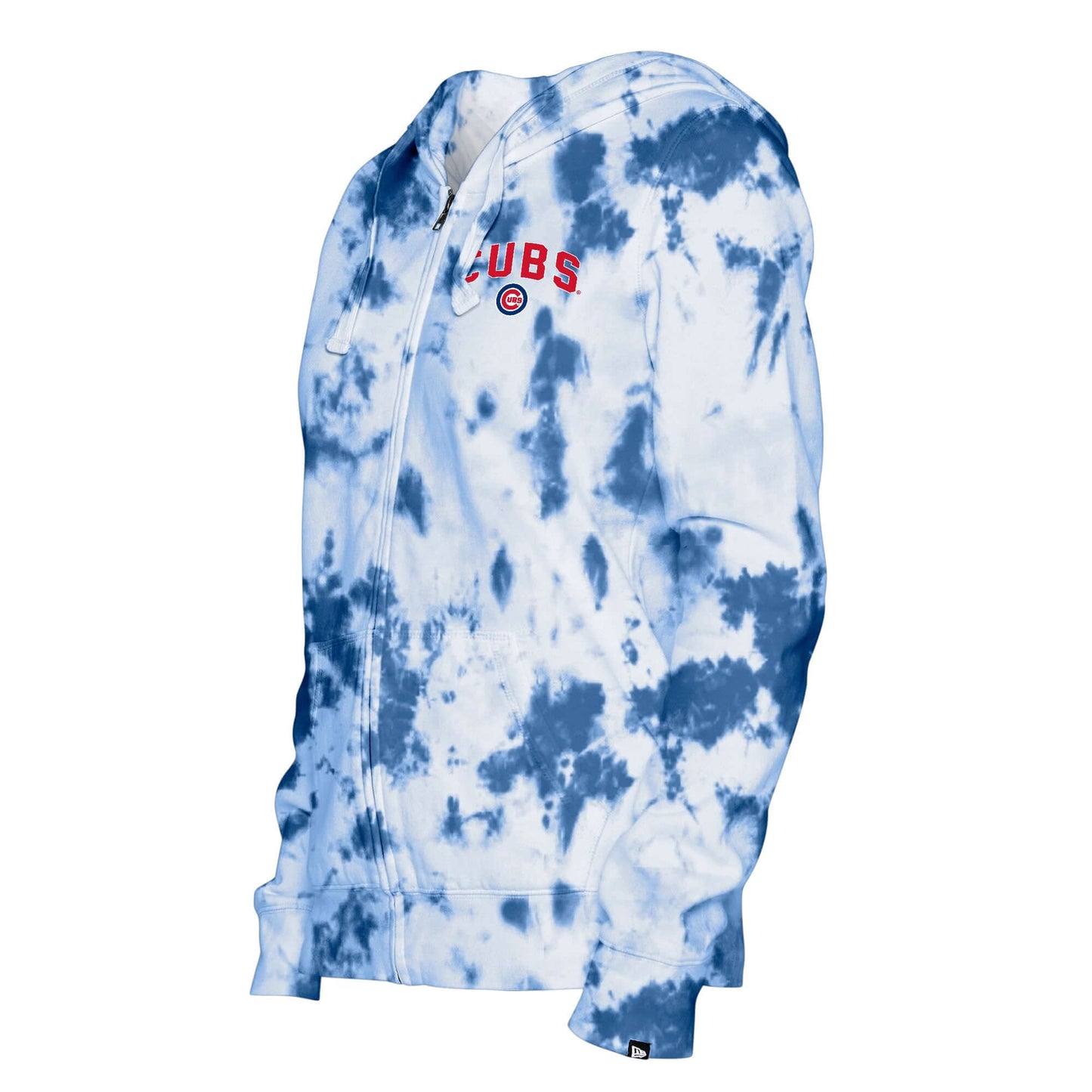 Chicago Cubs New Era Women's Tie-Dye Fleece Full-Zip Hoodie - Royal