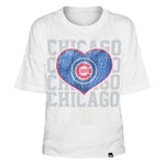 Chicago Cubs Girls Youth Flip Sequin Heart Crop Top - White