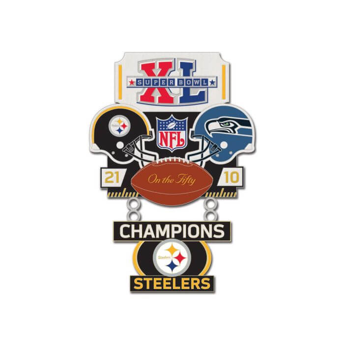 PAST SUPER BOWL CHAMPION PITTSBURGH STEELERS COLLECTOR PIN JEWELRY CARD