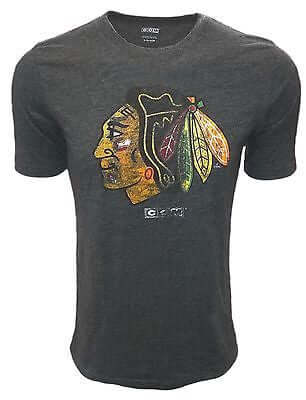 Youth Chicago Blackhawks Distressed Logo T-Shirt CCM NHL Official Tee