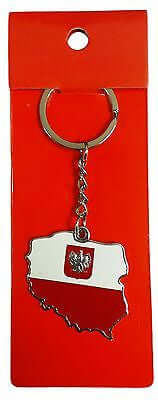 Poland Polska Country Flag Keychain Red and White Polish Key Chain