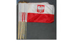 Bulk of 12 Polish Flag On A Stick With Eagle Polyester 12" x 18" Poland Polska