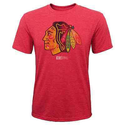 Youth Chicago Blackhawks Tri-Blend Distressed T-Shirt CCM Official Tee