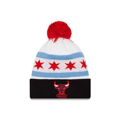 Chicago Bulls New Era City Factor Cuffed Knit Hat with Pom NBA Official Beanie