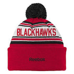 NHL Chicago Blackhawks Youth 18-20 Cuffed Knit Pom Hat, One Size, Red