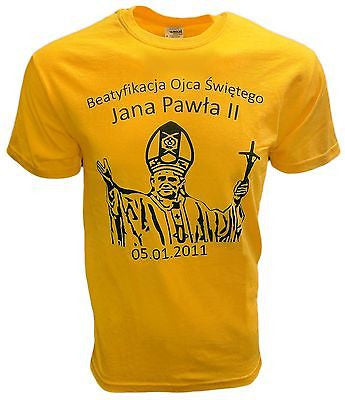 John Paul 2nd Pope Vatican T-Shirt Rome Catholic Church Pride Tee Saint Yellow