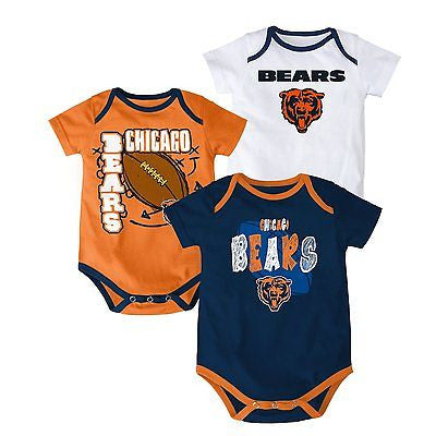 Infant Chicago Bears 3 Point Spread 3 Piece Creeper Set NFL Bodysuit Onesie