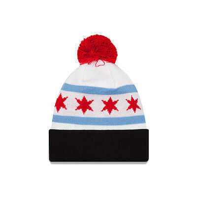 Women's New Era White Chicago Bulls Frost Cuffed Knit Hat with Pom