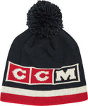 Chicago Blackhawks Vintage Logo Knit Hat with Pom CCM NHL Official Black Beanie