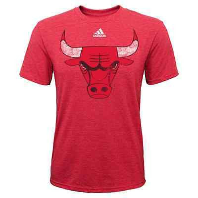 Youth Chicago Bulls Basic Logo Distressed T-Shirt NBA Adidas Official Tee