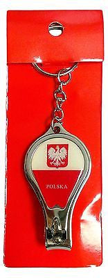 Poland Flag Polska Round Nail Clippers Keychain Red and White Polish Key Chain