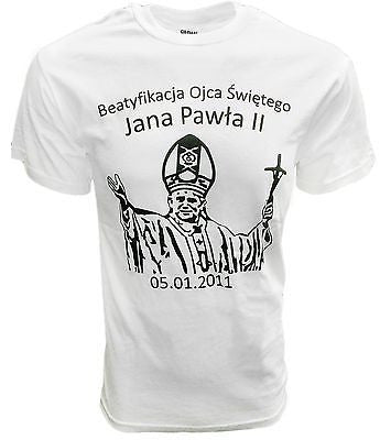John Paul 2nd Pope Vatican T-Shirt Rome Catholic Church Pride Tee Saint White