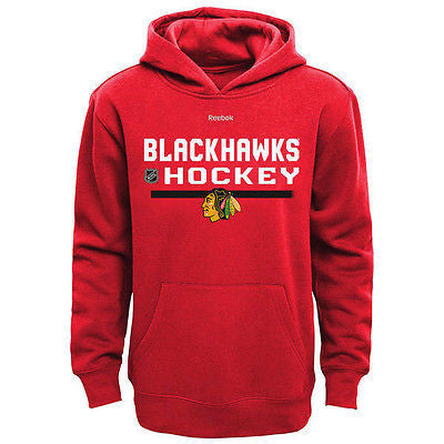 Youth Chicago Blackhawks PlayDry Center Ice Hoodie NHL Reebok Sweatshirt - Red