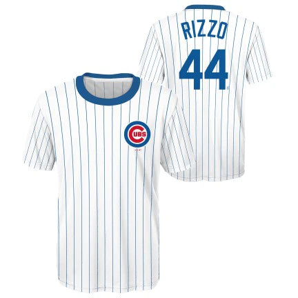 Youth Chicago Cubs Anthony Rizzo White/Royal Cooperstown Player Sublimated Jersey Top