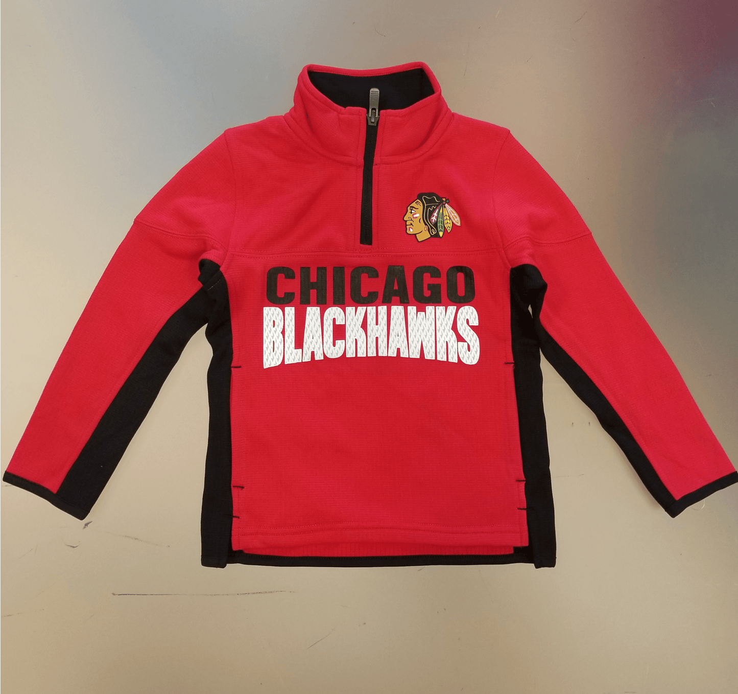 Chicago Blackhawks Youth NHL Pullover 1/4th Zip Up Jacket - Red