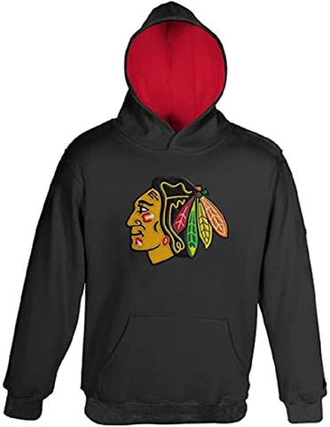 Chicago Blackhawks Youth Boys Team Logo Performance Pullover Hoody Sweatshirt - Black