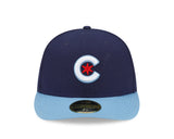 Chicago Cubs New Era 2021 City Connect 59FIFTY LP  Fitted Low Profile Hat- Navy/ Light Blue