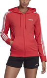 Adidas Women's Essentials 3-Stripes Single Jersey Full-Zip Hoodie Core Pink/White