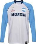 Argentina  2022 FIFA World Cup Classic Third Long Sleeve Jersey, White-Cobalt