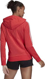 Adidas Women's Essentials 3-Stripes Single Jersey Full-Zip Hoodie Core Pink/White