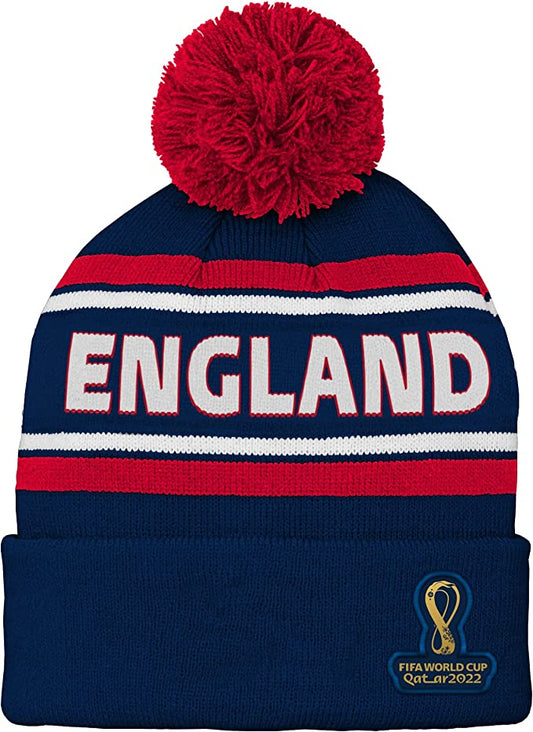 ENGLAND Men's FIFA World 2022 Cup Country Premium Bobble Cuff Pom Hat