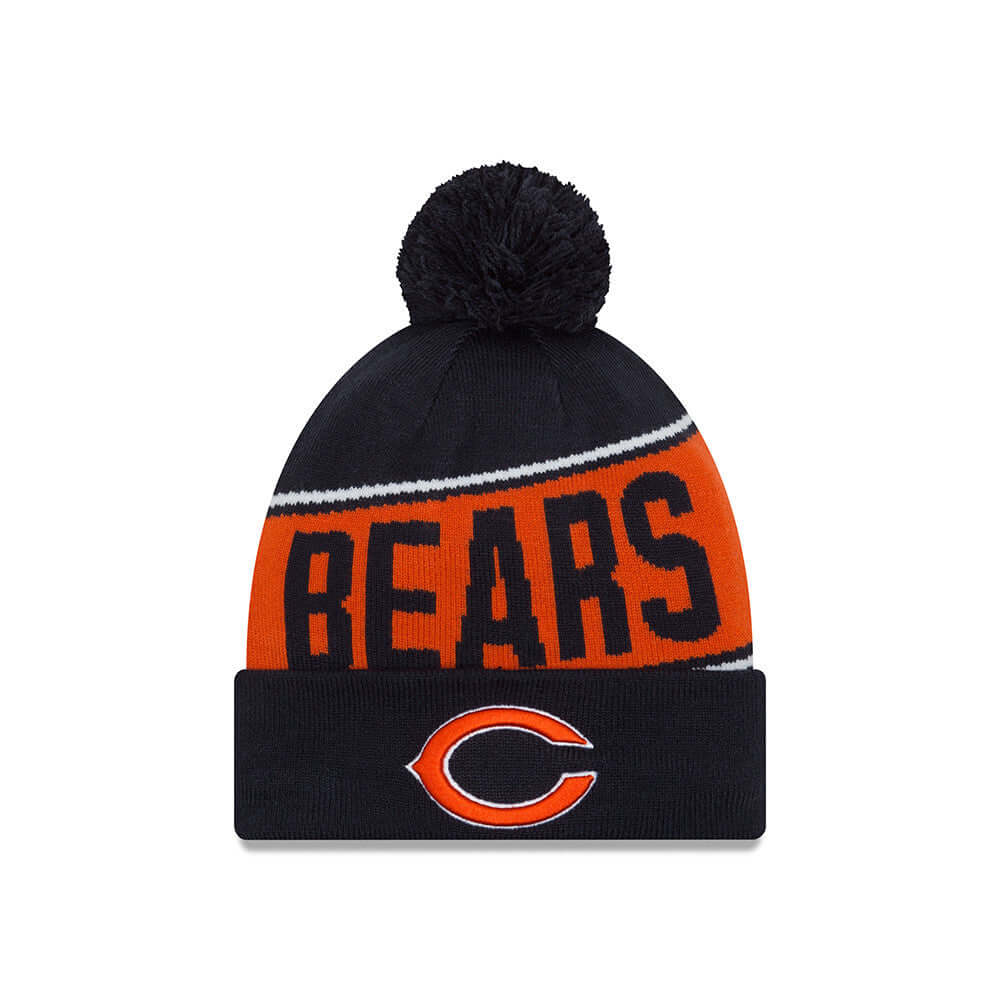 Chicago Bears Men's New Era Team Chant Pom Knit Winter Hat - Navy