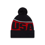 New Era USA Team Chant Knit Beanie Hat With Pom, One Size