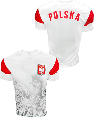 Polska Soccer Jersey Poland Country Polish Eagle National Pride -White