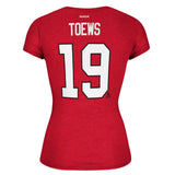 Women's Chicago Blackhawks Jonathan Toews #19 Cap Sleeve T-Shirt NHL Reebok Tee