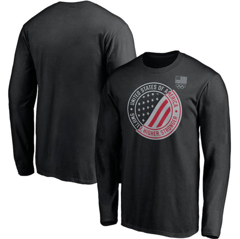 Team USA Olympic   Fanatics Branded Reflective Ink Split Long Sleeve T-Shirt - Black
