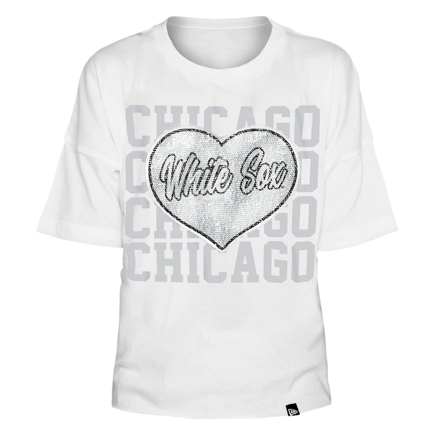 Chicago White Sox  Girls/KIDS  Youth Flip Sequin Heart Crop Top - White