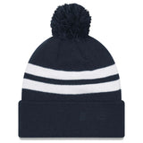 Chicago Bears Men's New Era Striped Cuffed Pom Knit Winter Hat - Navy