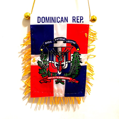 Dominican Tassel Flag Mini Banner 4"x6" Pack Of Two Dominican Pennant 15 x 10 CM