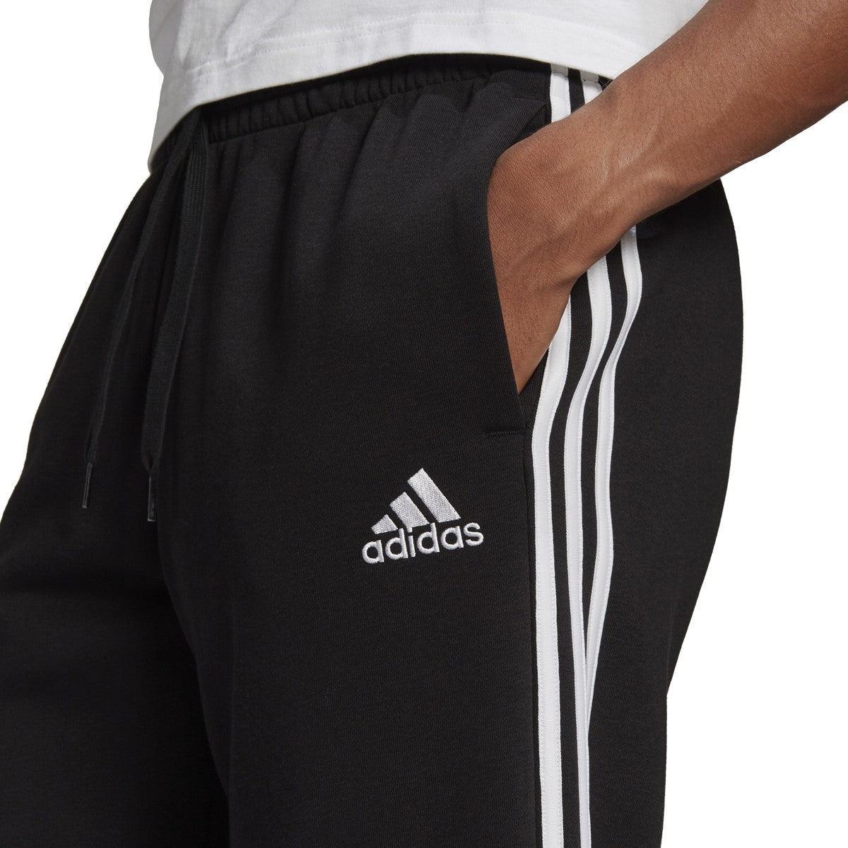 Mens Adidas Essentials Open Hem 3 Stripe Pants